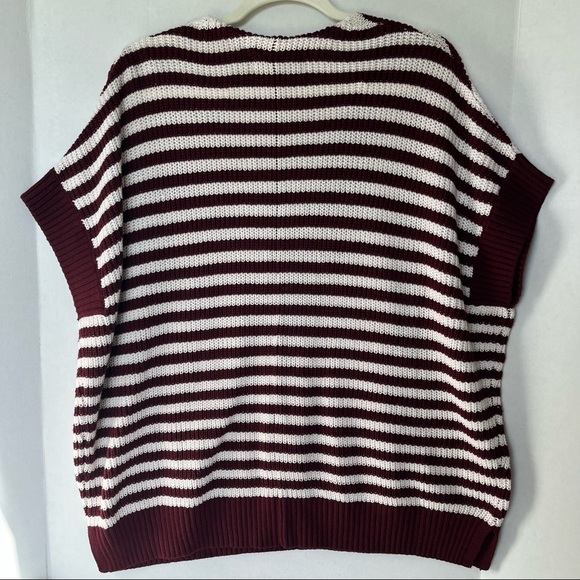 Loft women’s drop shoulder short sleeve striped knit sweater, Large - Picture 2 of 7